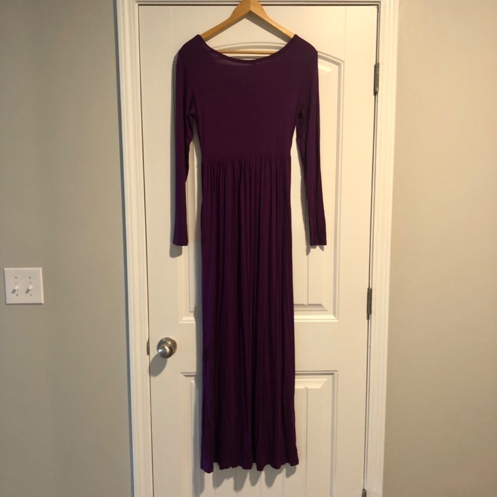 Purple long sleeve maxi maternity dress size small - Picture 5 of 5